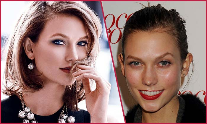 Karlie-Kloss with and without makeup
